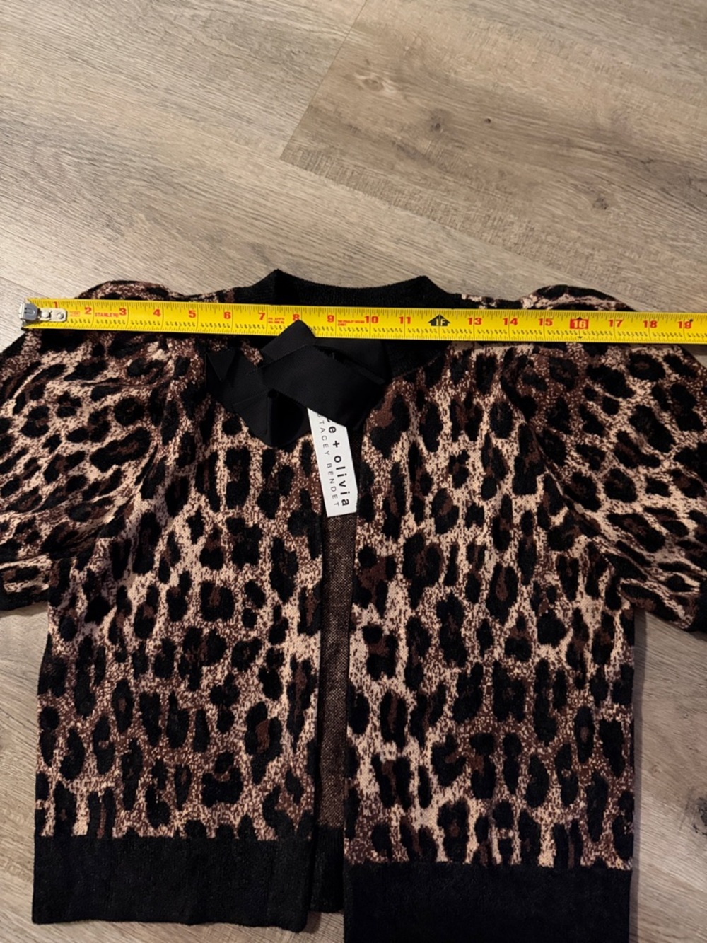 Alice and Olivia Kitty Leopard Puff-Sleeve Cardigan - Picture 10 of 12